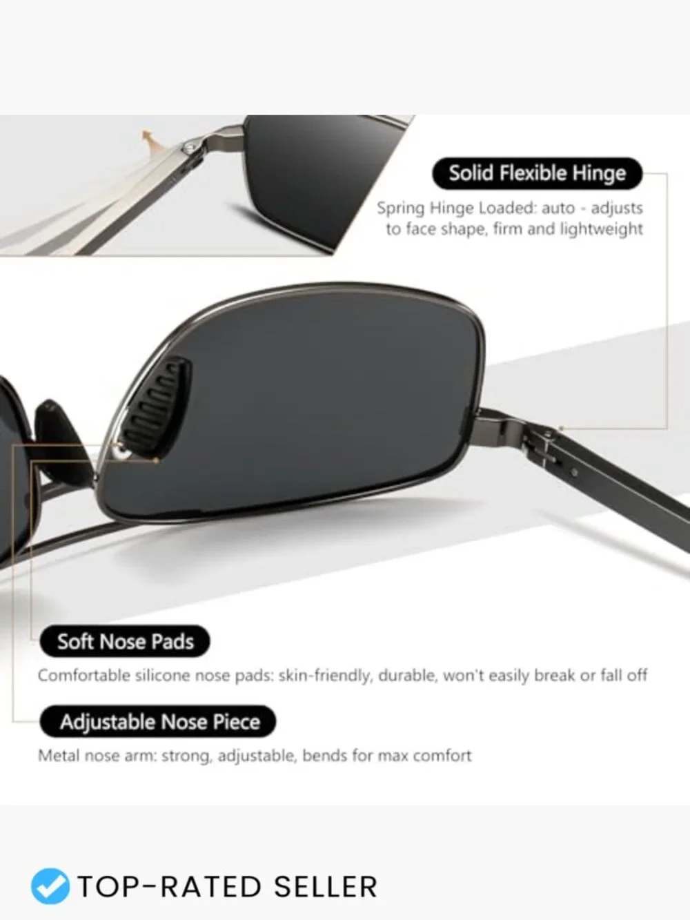 Ultra Lightweight Polarized Aviator Sunglasses Men's UV400 Protection Retro
